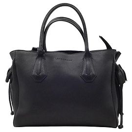 Borsa a tracolla in pelle nera Longchamp Penelope con nappina e coulisse