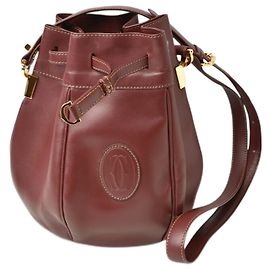 Sac à épaule en cuir Bordeaux Cartier