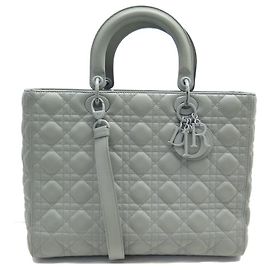 BORSA A MANO CHRISTIAN DIOR LADY LARGE ULTRAMAT GRIGIA CON TRACOLLA