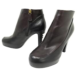 NUEVAS BOTAS BICOLOR CHANEL G29228 39.5 BURDEOS NEGRO - Chanel