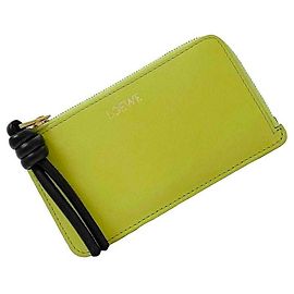 Tarjetero Loewe Coin Card Case Negro y Verde Claro Cuero