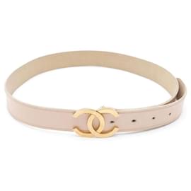 Chanel Gürtel Beige Leder Gold