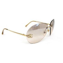 Chanel Sonnenbrille Aviator Gold Grau Strass Kunststoff