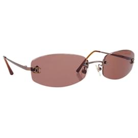 Chanel Sonnenbrille Silber Dunkelbraun Kunststoff