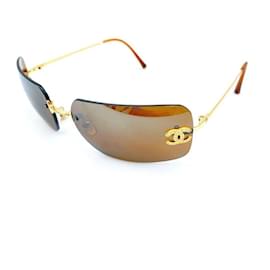Chanel Occhiali da sole CC Logo Marrone Oro 4017-D