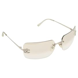 Occhiali da sole Chanel CC Logo strass argento