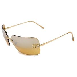 Chanel Occhiali da sole con strass dorati e lenti arancioni 4017-D