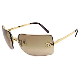 Occhiali da sole Chanel Swarovski CC Logo Marrone Oro