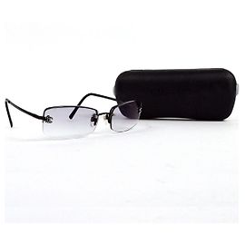 Chanel CC Logo Sonnenbrille ohne Rahmen mit schwarzen Strasssteinen