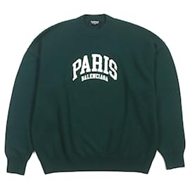 Suéter de lã e poliéster Balenciaga com gola redonda verde S