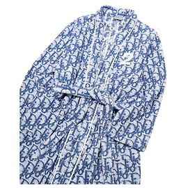 Accappatoio Christian Dior Diorissimo Monogramma Spugna Bianco Blu