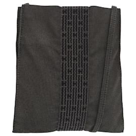 HERMES Schultertasche Canvas Grau Auth 93263 - Hermès