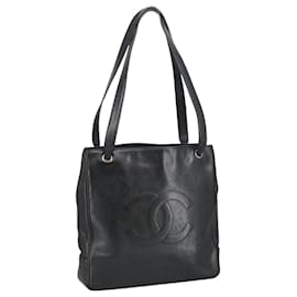CHANEL COCO Bolsa Tote de Piel Caviar Negra Oro CC Auth bs20388 - Chanel