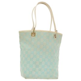 Borsa tote in tela GG Gucci azzurro chiaro oro 002 1098 Auth 100928