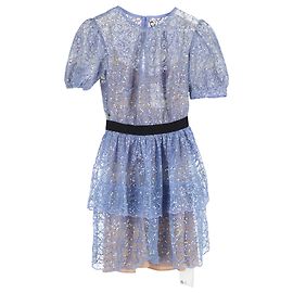 Self portrait Self-Portrait Mini-Kleid aus Pailletten-Spitze aus blauer Polyester