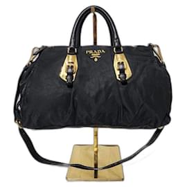 Prada umwandelbare Satchel-Tasche aus schwarzem Tessuto