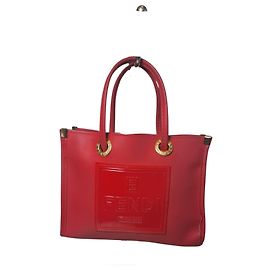 Fendi Fazzuolo Tote Bag Rot Gummi