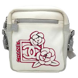 Borsa da viaggio Chanel Sport bianca e rossa in nylon