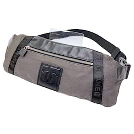 Borsa da viaggio Chanel Sport nera e grigia in pelle