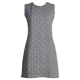 Fendi Monogramm Kleid Grau Nylon