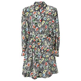 Vestido camisa de seda multicolor con estampado de graffiti Moschino Couture