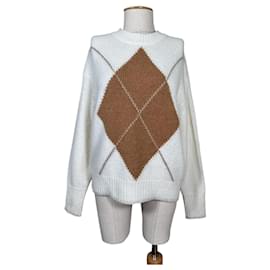 Mos Mosh Zoom Diamond Strickpullover Ecru Braun - Autre Marque