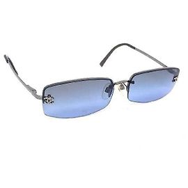 Occhiali da sole Chanel CC Logo senza montatura con strass blu navy