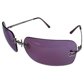 Chanel CC Logo Sonnenbrille Lila Rosa 4017