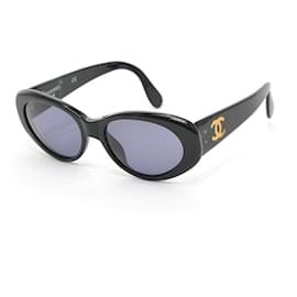 Chanel CC Logo Sonnenbrille Schwarz Gold