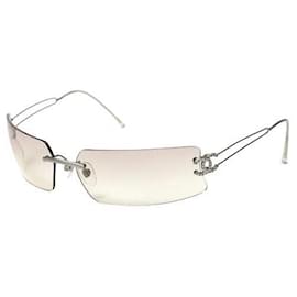 Chanel Sonnenbrille ohne Rand Silber CC Logo Strass