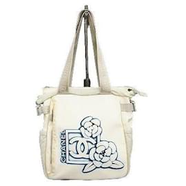 Chanel Sport Tote Bag Weiß Blau Nylon
