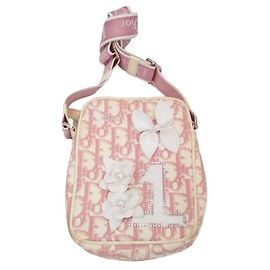 Mini borsa da viaggio Christian Dior Rosa Bianco Poliestere