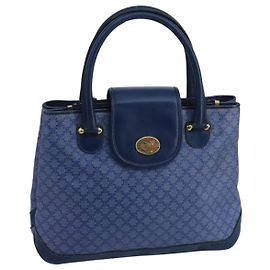 Céline Borsa a mano in tela Macadam CELINE blu oro Auth 98298