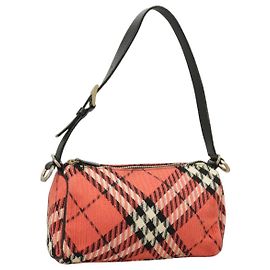 Borsa a mano Burberry Nova Check Blue Label in tela rossa Auth 100639