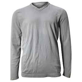 Grau Woll V-Ausschnitt Sweatshirt mit Knopfverzierung von Stone Island