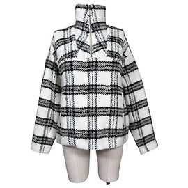 Iro Bika Chaqueta de Sudadera de Mezcla de Lana a Cuadros Beige