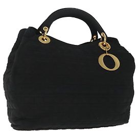 Borsa a mano Canage in nylon nero e oro Christian Dior Auth bs19828