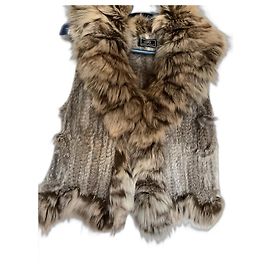Autre Marque Angélique.L Ärmellose Jacke aus Kaninchenfell mit Fuchskragen