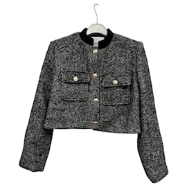 Ba&Sh Talya strukturierte Jacke aus Wolle und Alpaka grau