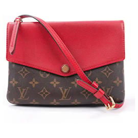 Louis Vuitton borsa a tracolla Twice marrone rossa tela
