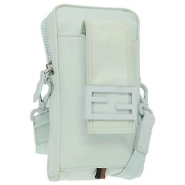 Borsa a Spalla FENDI in Nylon Azzurro Chiaro Argento Autentica bs19694