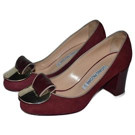 Luciano Padovan Pumps Suede and Patent Leather Dark Red Size 35 IT