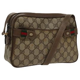 Borsa a spalla GUCCI GG Supreme Web Sherry Line PVC Beige 93 02 049 Auth 100696