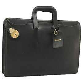 Autre Marque Borsa da lavoro Burberrys in pelle nera e oro Auth ti2374