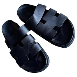 Sandales Hermès Cyprus Noir Fourrure