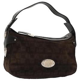 BALLY Borsa a Spalla in Pelle Scamosciata Marrone Argento Auth ti2290 - Bally