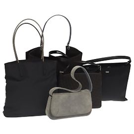 BALLY Borsa a Spalla in Pelle Nylon 5Set Nero Grigio Marrone Auth ti2286