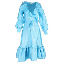 Autre Marque Steffi Wickelkleid mit Rüschensaum von Stine Goya aus hellblauem Polyester
