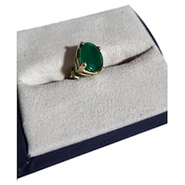 Orecchino maschile solitario in smeraldo genuino colombiano oro 18k - Autre Marque