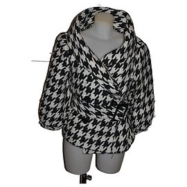 Abrigo Zara de mezcla de lana blanco y negro talla M